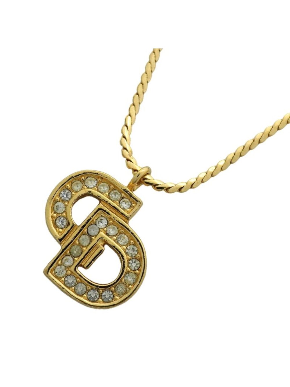 Dior Necklace CD Logo Gold Plated Rhinestone
